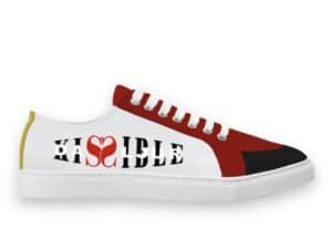 A pair of shoes with the word " possible " written on them.