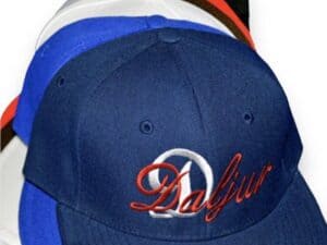 A blue hat with the name " dasher ".