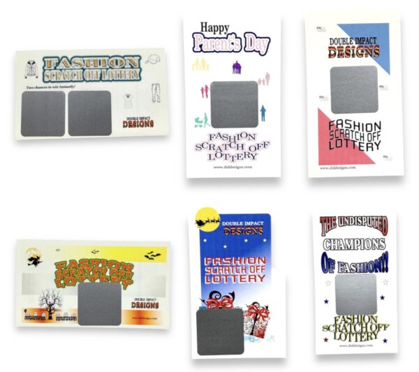 A variety of cards with magnets on them.