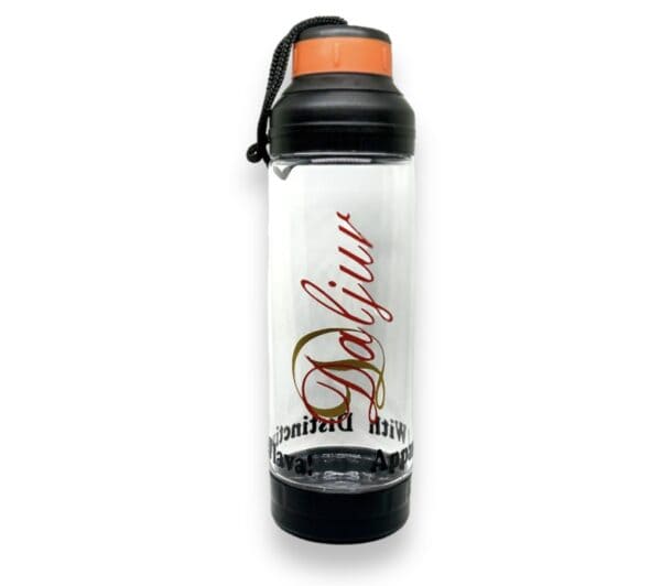 A water bottle with the name of belfur written on it.