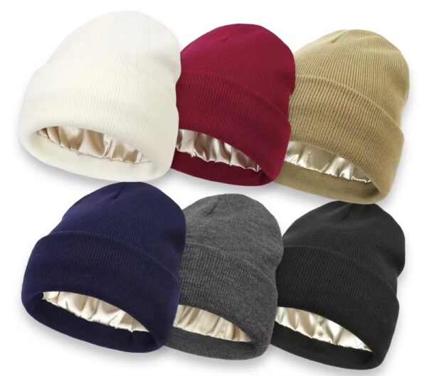 A group of six different colored hats.